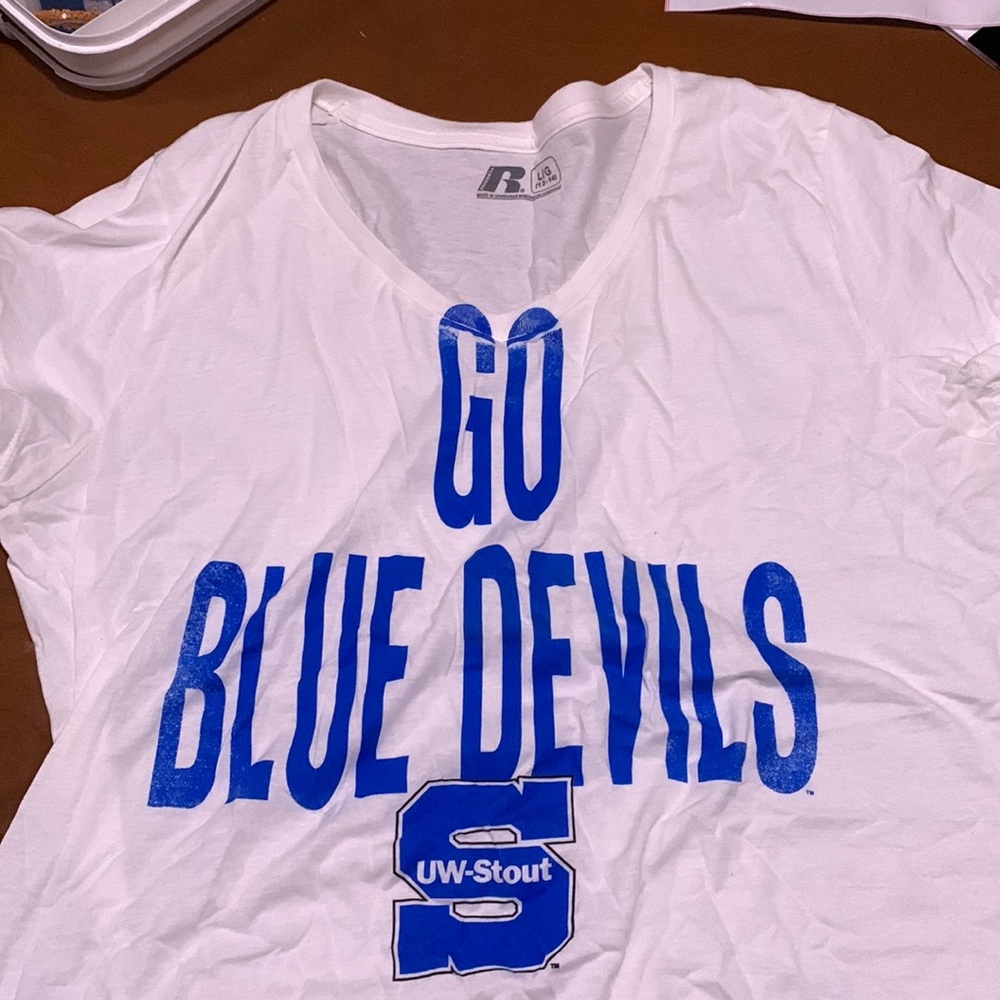Brand: Russel, Color: White & Blue, Size: L